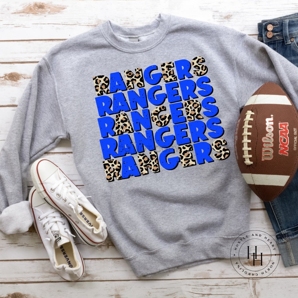 Rangers Blue Repeating Graphic Tee – Hustle and Heart NC