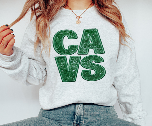 Cavs Faux Sequins and Embroidery Graphic Tee