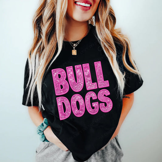 Bulldogs Faux Sequins and Embroidery Graphic Tee