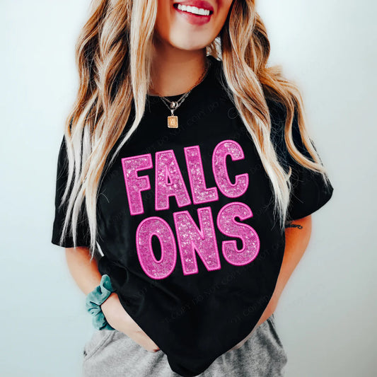 Falcons Faux Sequins and Embroidery Graphic Tee