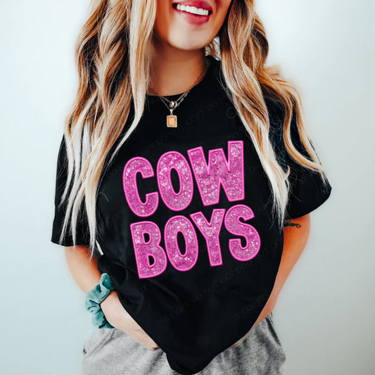 Cowboys Faux Sequins and Embroidery Graphic Tee