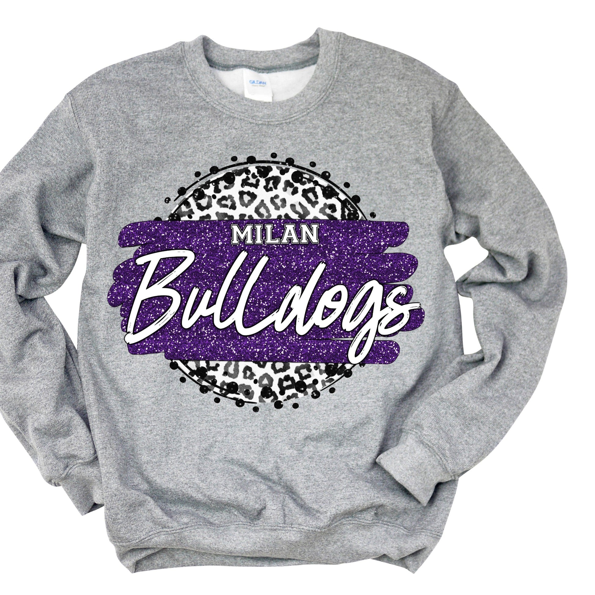 Milan Bulldogs Grey Leopard Graphic Tee Circle Shirt