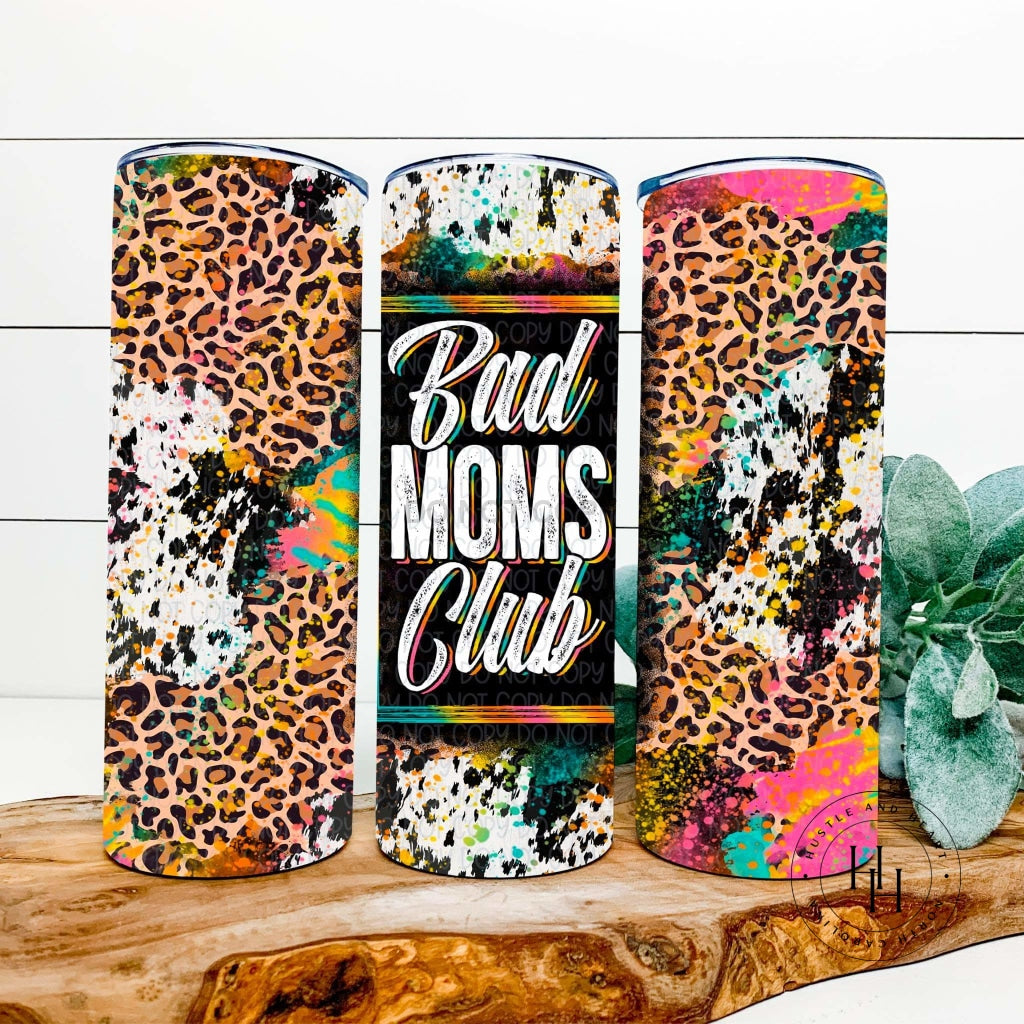 Bad Moms Club Leopard Distressed Completed 20Oz Skinny Tumbler Sublimation