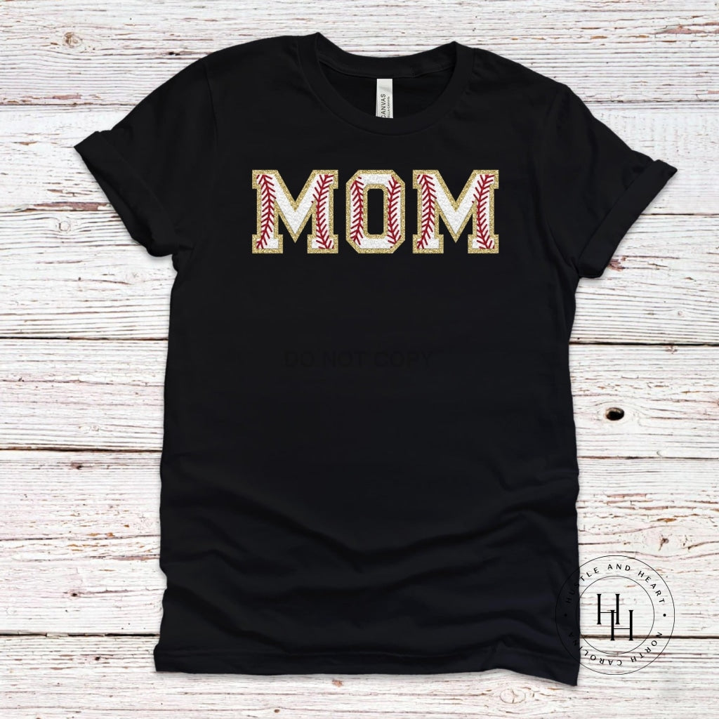Baseball Mom Faux Chenille Letters Graphic Tee