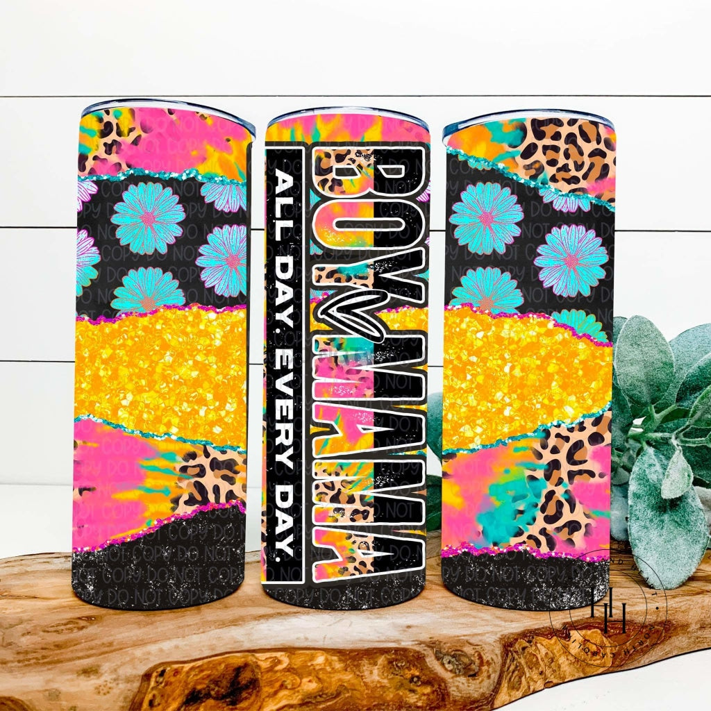 Boy Mama All Day Everyday Leopard Floral Completed 20Oz Skinny Tumbler Sublimation