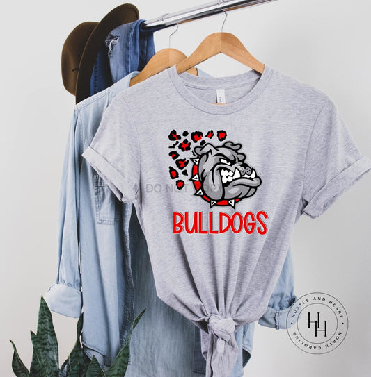 Bulldogs Red Leopard Graphic Tee Shirt