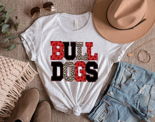 Bulldogs Red/black Faux Applique Shirt