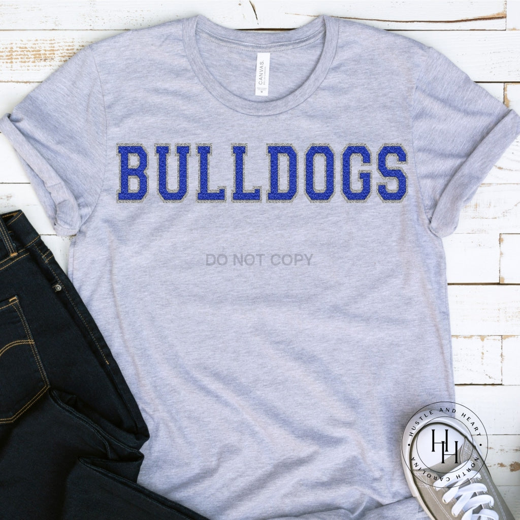 Bulldogs Royal/silver Faux Chenille Letters Graphic Tee