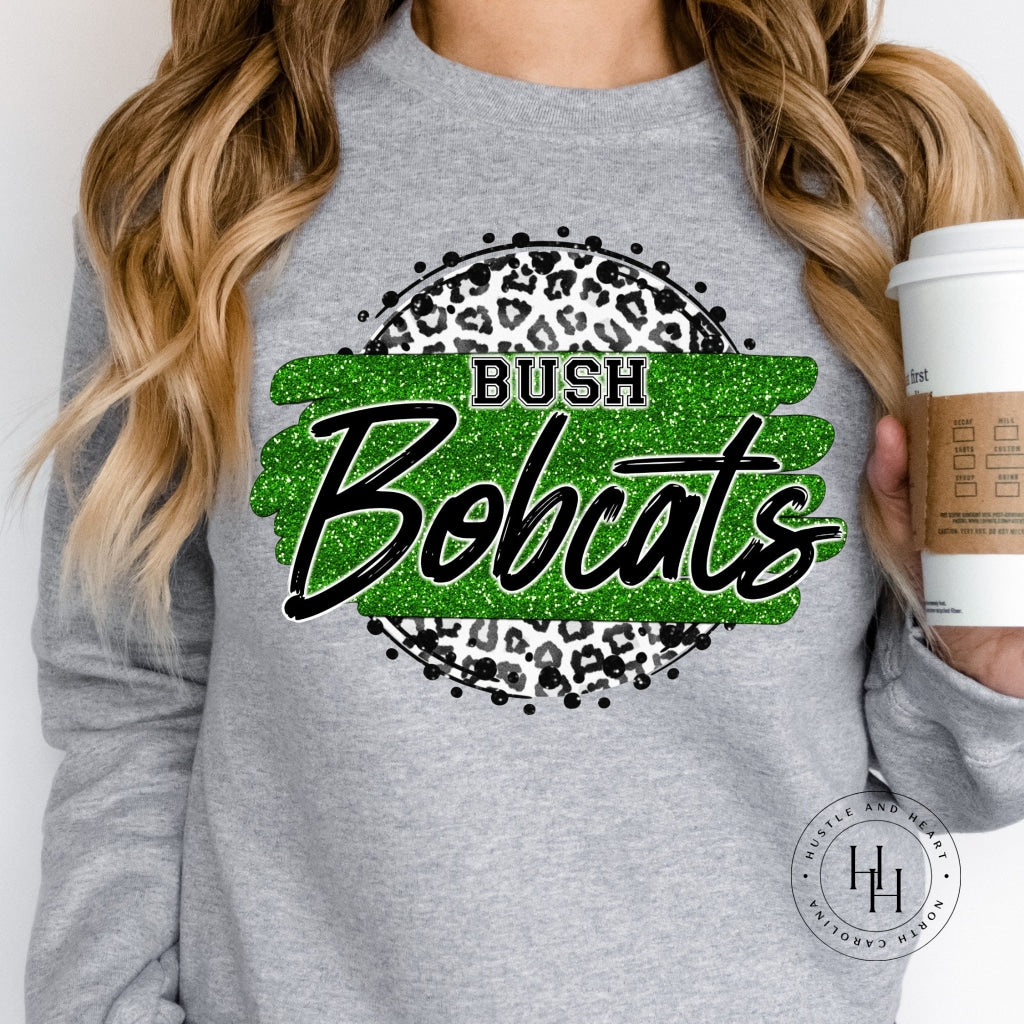 Bush Bobcats Grey Leopard Graphic Tee Shirt