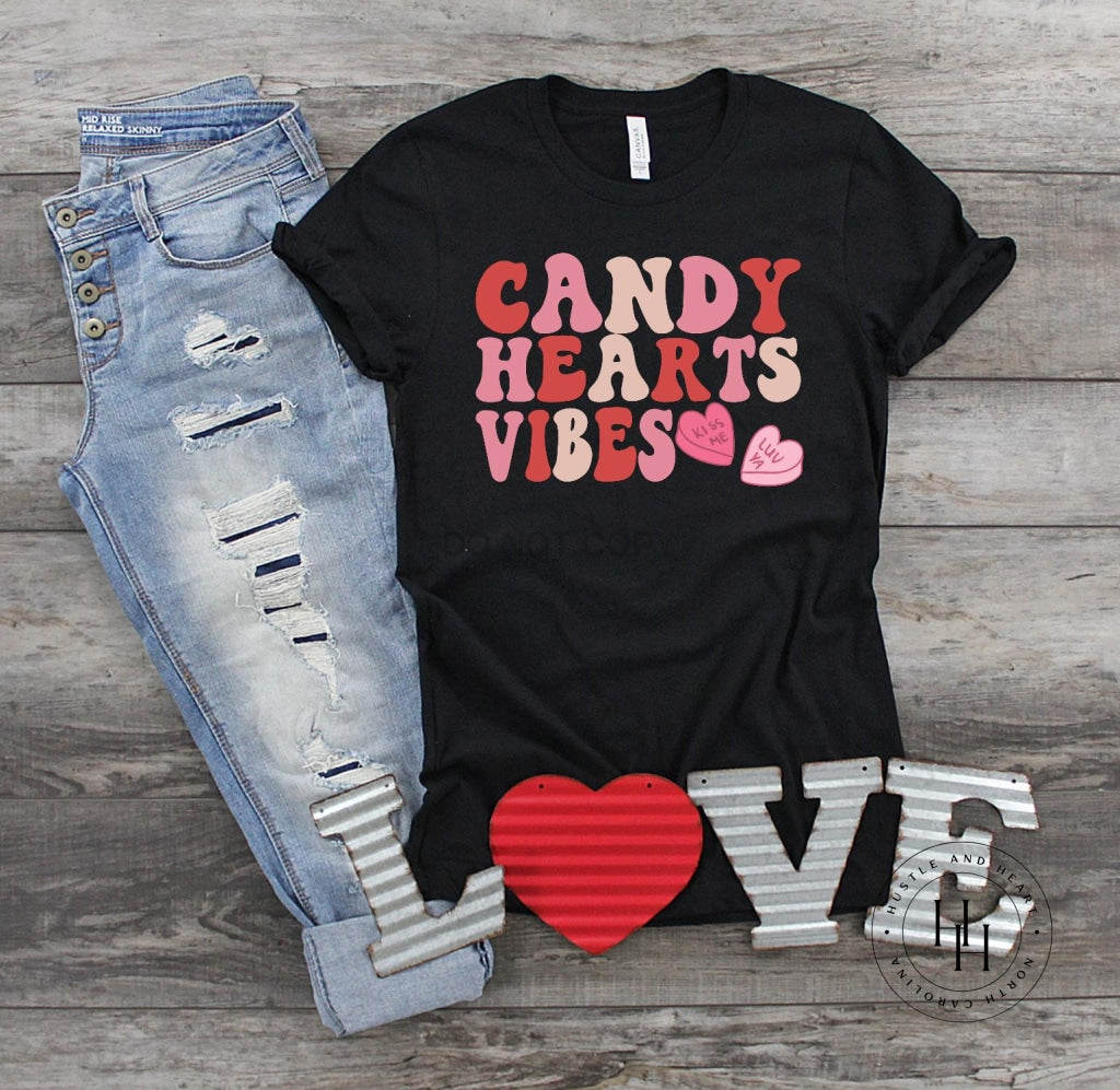 Candy Hearts Vibes Graphic Tee Youth Small Shirt