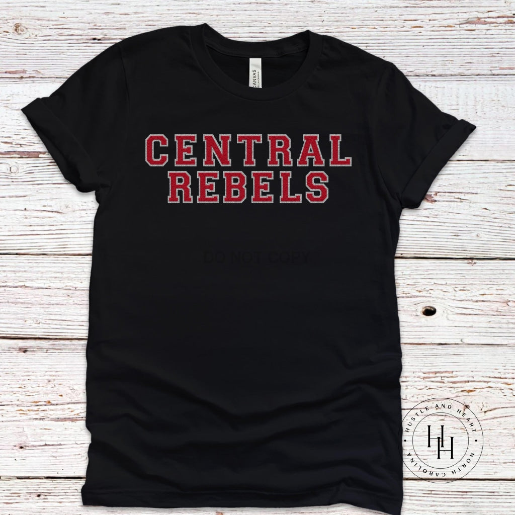 Central Rebels Faux Chenille Letters Graphic Tee Dtg