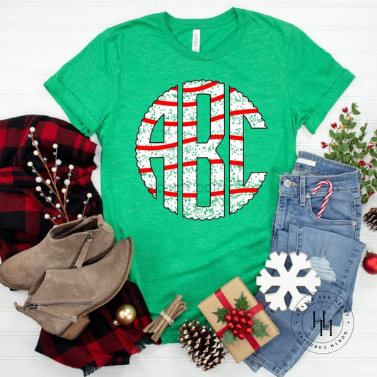 Christmas Tree Cake Monogram Graphic Tee Shirt