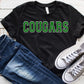 Cougars Green/silver Faux Chenille Letters Graphic Tee