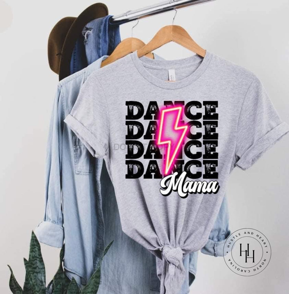 Dance Mom Pink Neon Lightning Bolt Graphic Tee