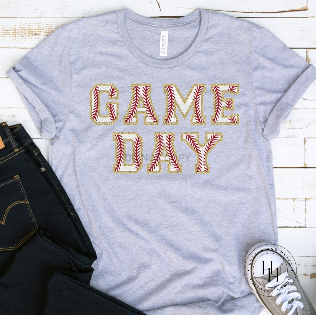 Game Day Baseball Faux Chenille Letters Graphic Tee