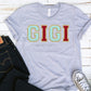 Gigi Mint/red/gold Faux Chenille Letters Graphic Tee