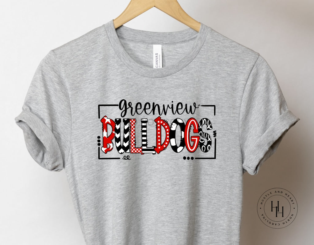 Greenview Bulldogs Doodle Graphic Tee Youth Small / Unisex Crew Neck