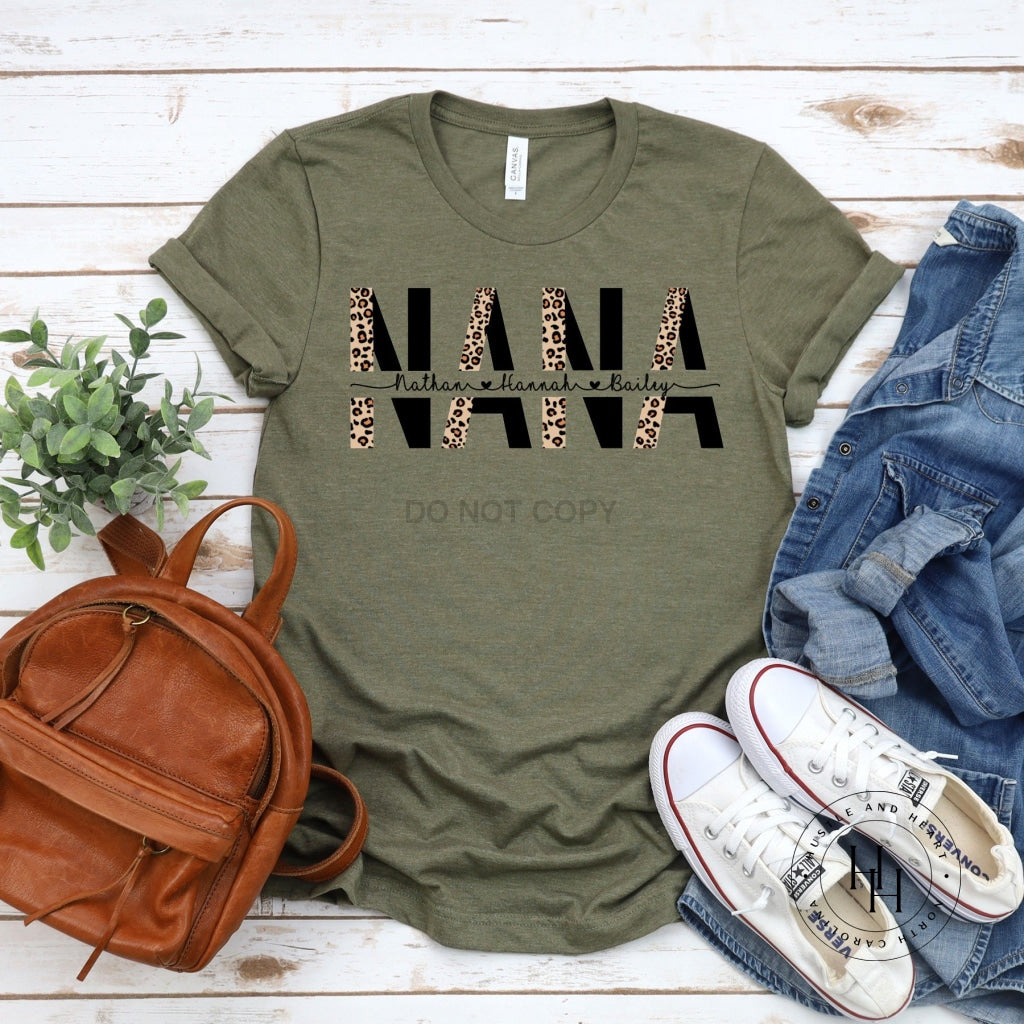 Half Leopard Customizable Nana Graphic Tee Shirt