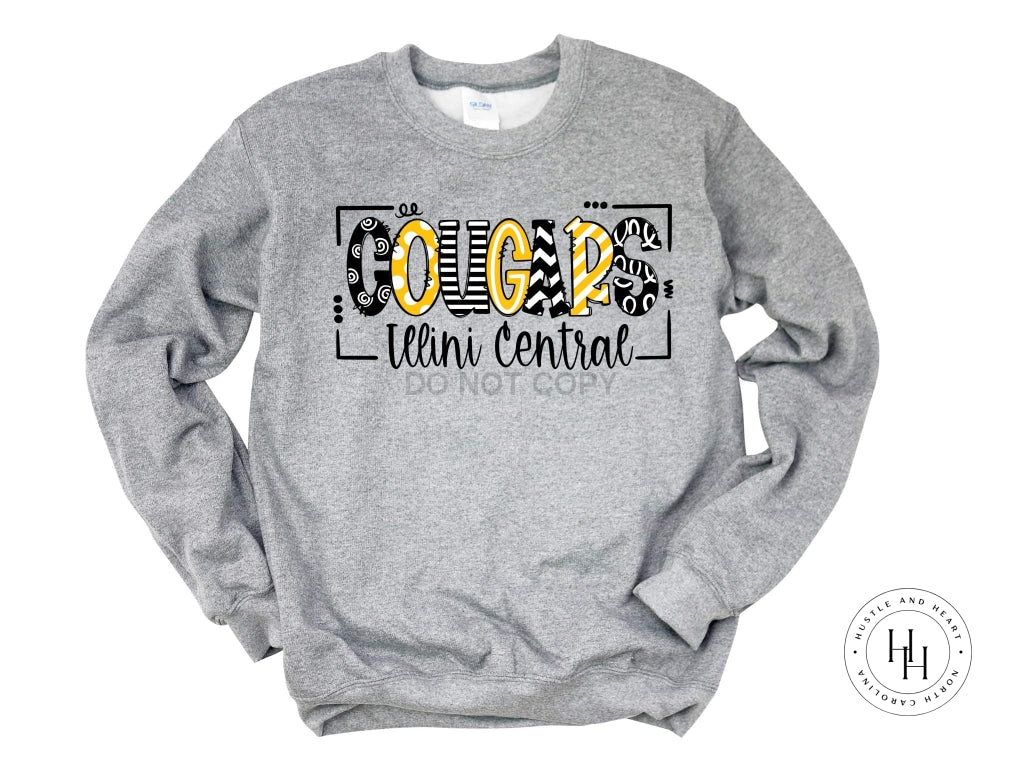 Illini Central Cougars Doodle Graphic Tee Unisex