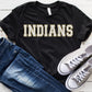 Indians White/gold Faux Chenille Letters Graphic Tee