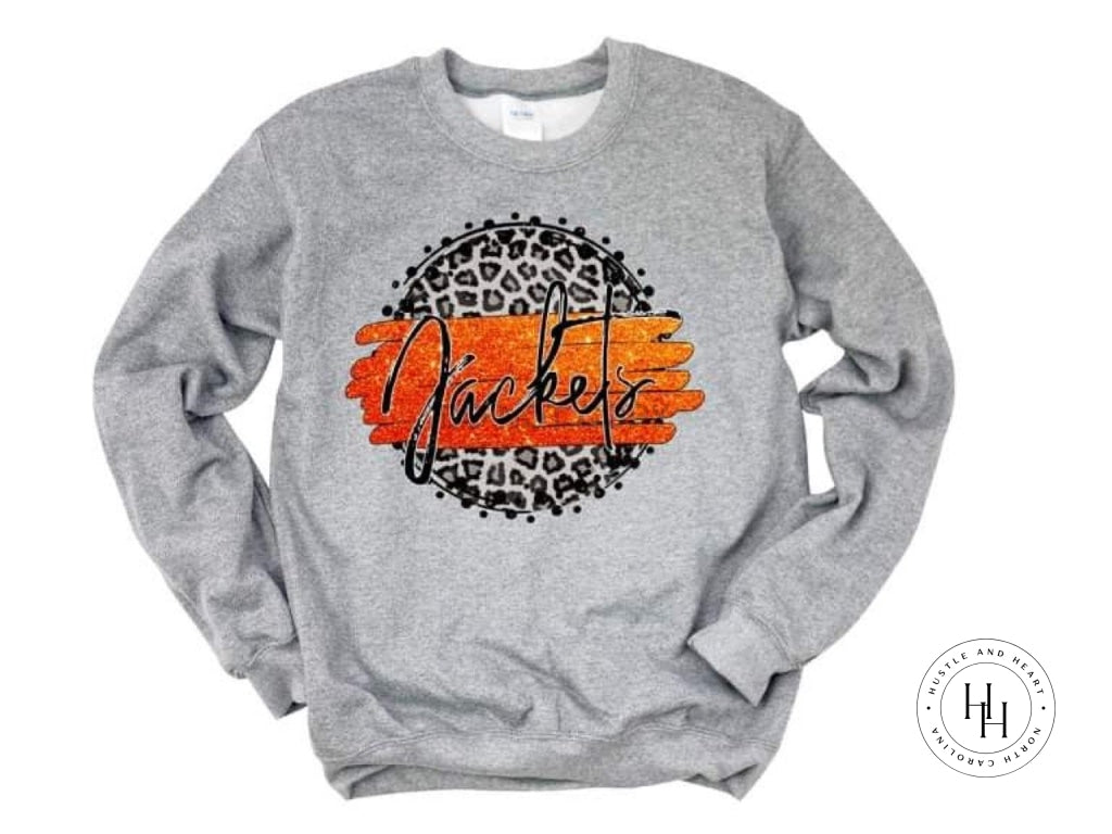 Jackets Orange/black With White Outline Graphic Tee Shirt