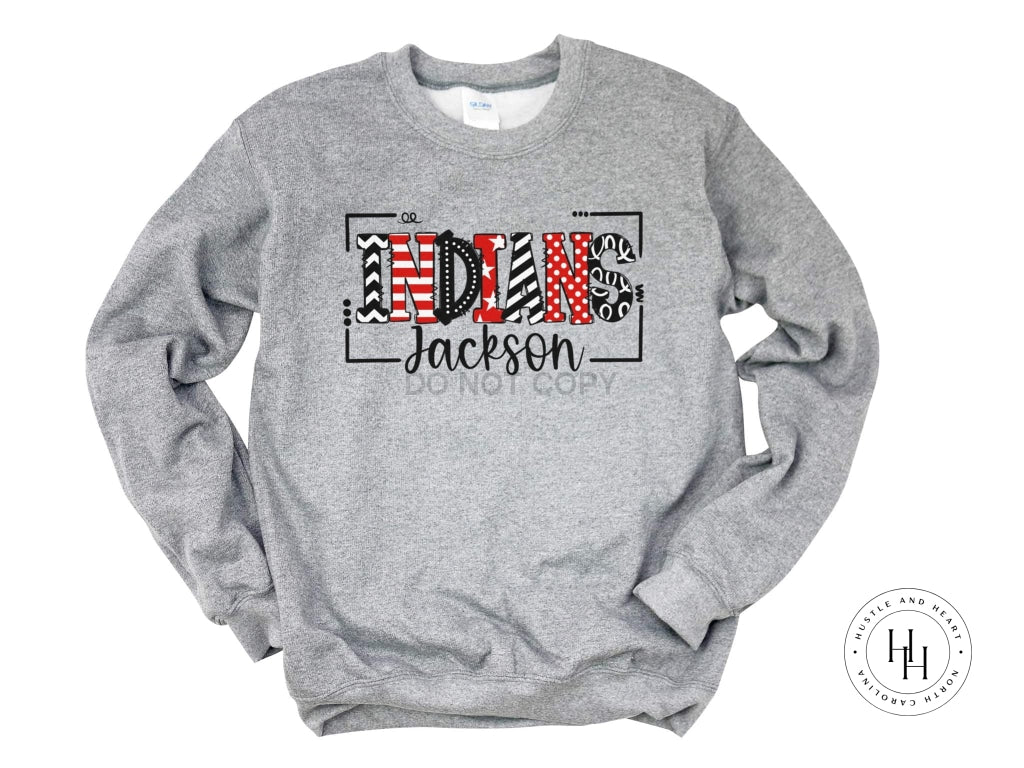 Jackson Indians Red/black/white Doodle Graphic Tee Unisex
