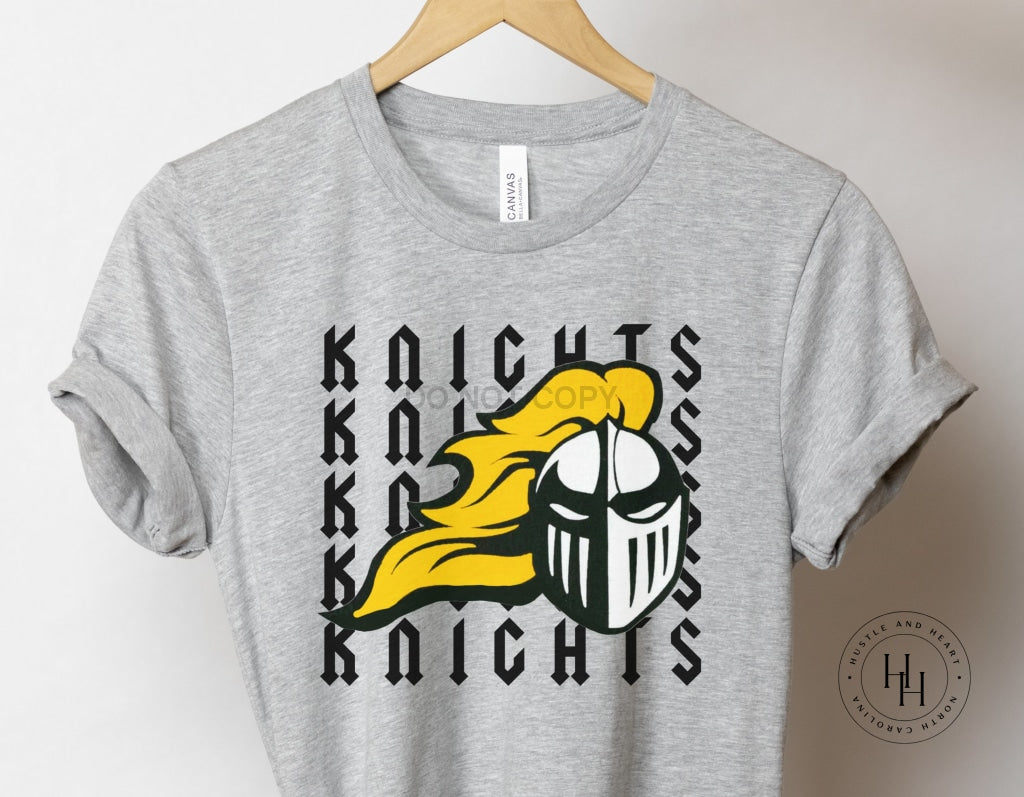 Knights (Yellow Gold) Repeating Mascot Graphic Tee Youth Small / Unisex Shirt