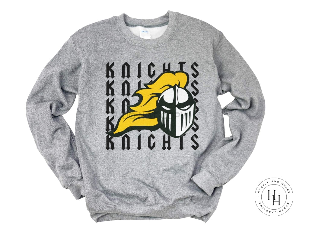 Knights (Yellow Gold) Repeating Mascot Graphic Tee Youth Small / Unisex Sweatshirt Shirt