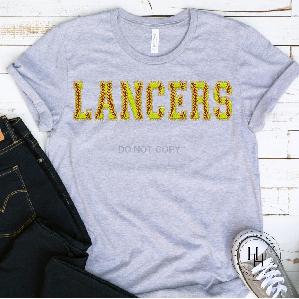 Lancers Softball Faux Chenille Letters Graphic Tee
