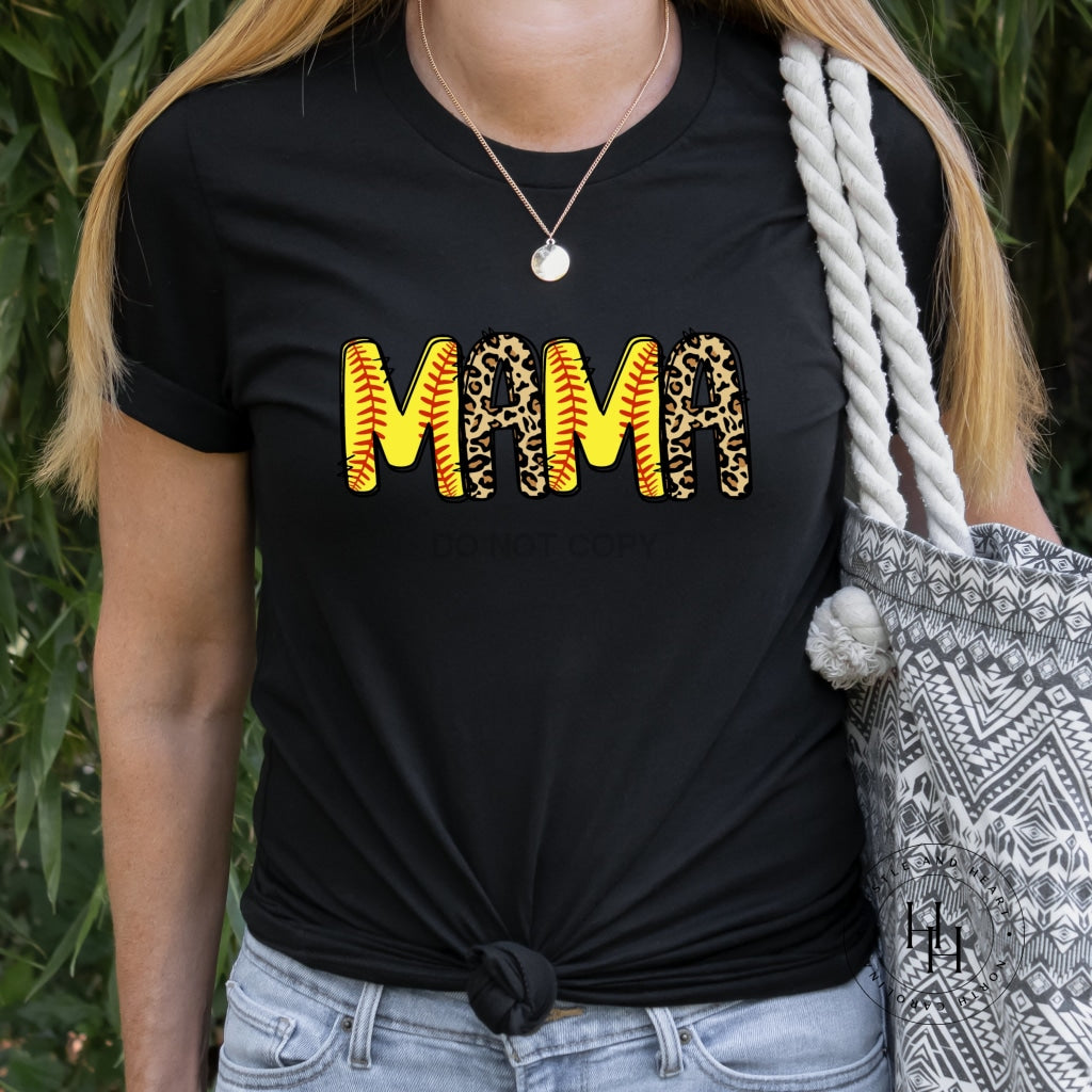 Mama Softball/leopard Graphic Tee Youth Small Dtg
