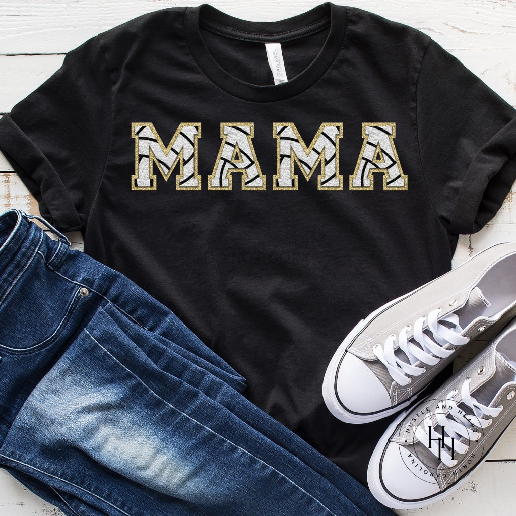Mama Volleyball Faux Chenille Letters Graphic Tee