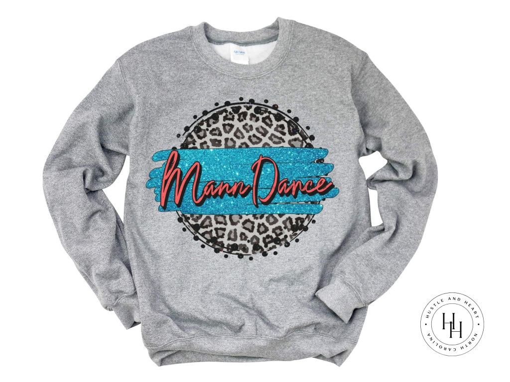 Mann Dance Blue/pink Grey Leopard Graphic Tee Shirt