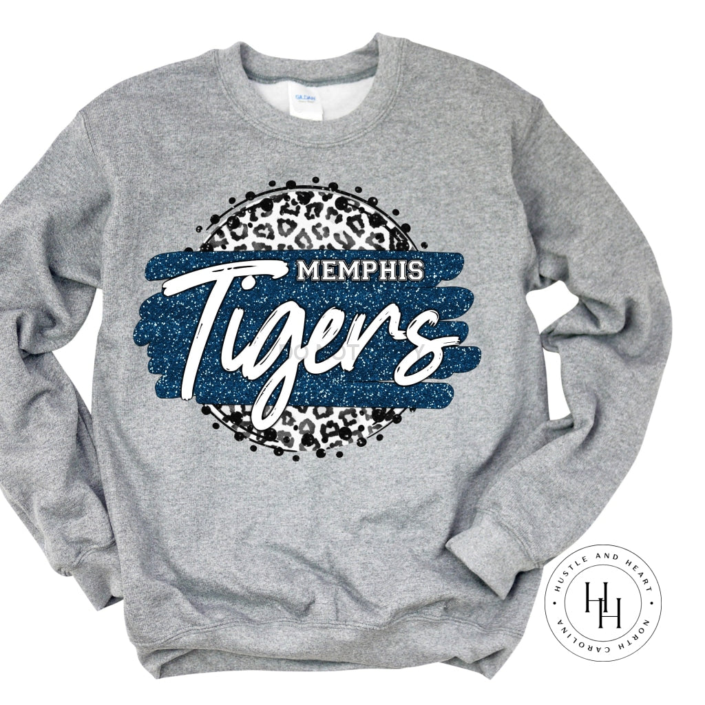 Memphis Tigers Grey Leopard Graphic Tee Circle Shirt