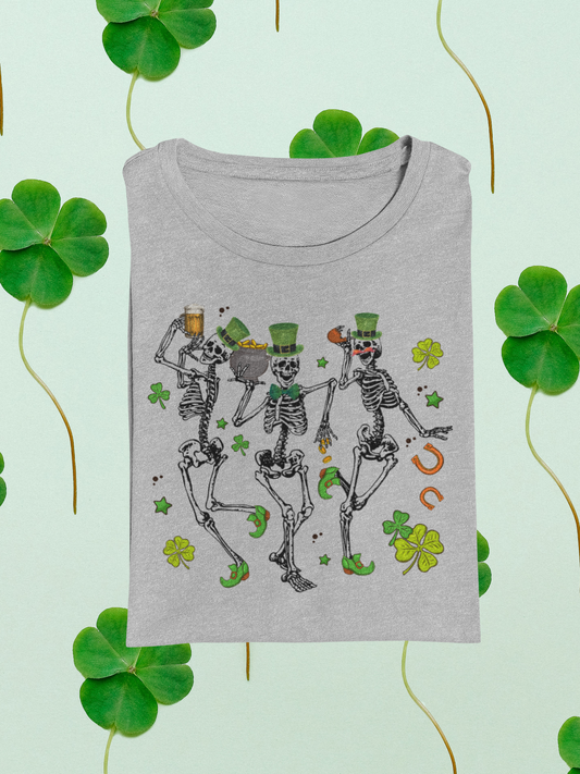 Dancing Skeletons St Patricks Day Graphic Tee