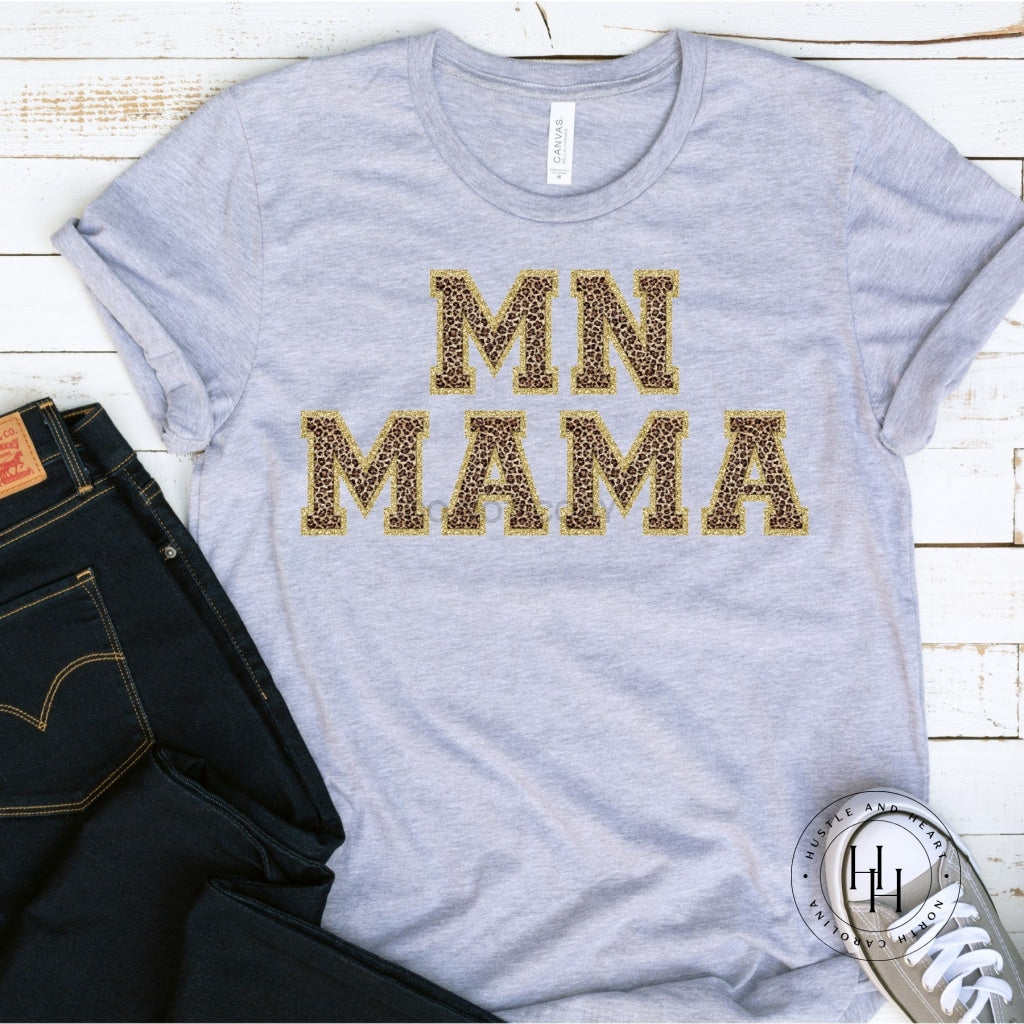 Mn Mama Grey Faux Chenille Letters Graphic Tee