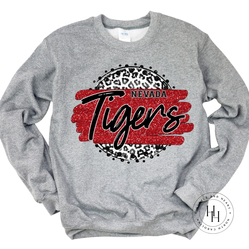 Nevada Tigers Grey Leopard Graphic Tee Shirt