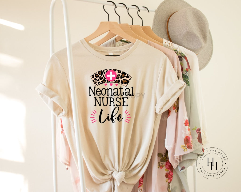 Nurse Life Leopard Hat Graphic Tee Neonatal / Youth Large Unisex