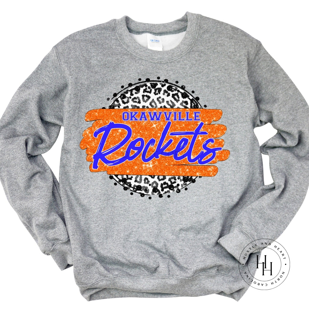 Okawville Rockets With Grey Leopard Graphic Tee Circle Shirt