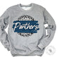 Panthers Blue Grey Leopard Graphic Tee Circle Shirt