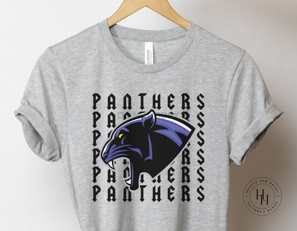 Panthers (Purple) Repeating Mascot Graphic Tee Youth Small / Unisex Shirt