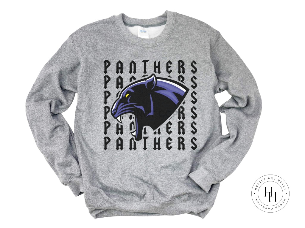 Panthers (Purple) Repeating Mascot Graphic Tee Youth Small / Unisex Sweatshirt Shirt