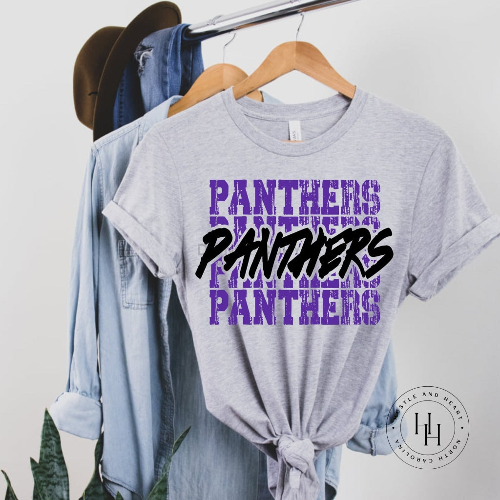 Panthers Purple Stacked Mascot Graphic Tee Dtg