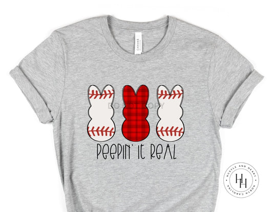 Peepin It Real Baseball Peep Bunny Graphic Tee Youth Small Dtg