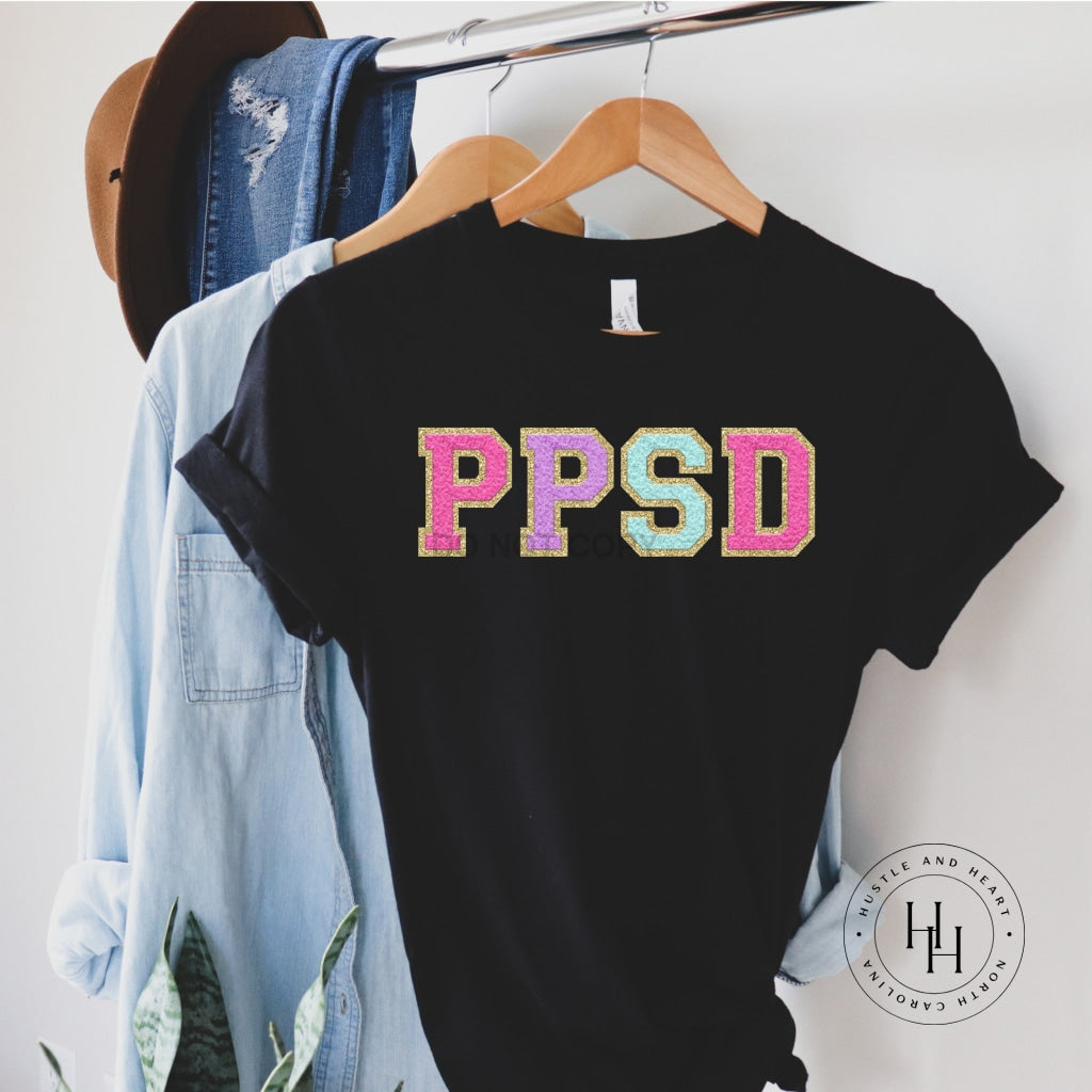 Ppsd Colorful Faux Chenille Letters Graphic Tee Dtg