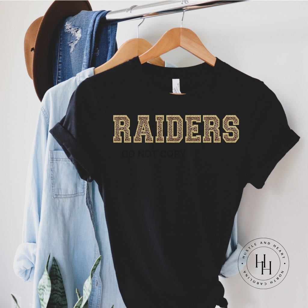 Raiders Leopard Faux Chenille Letters Graphic Tee Dtg