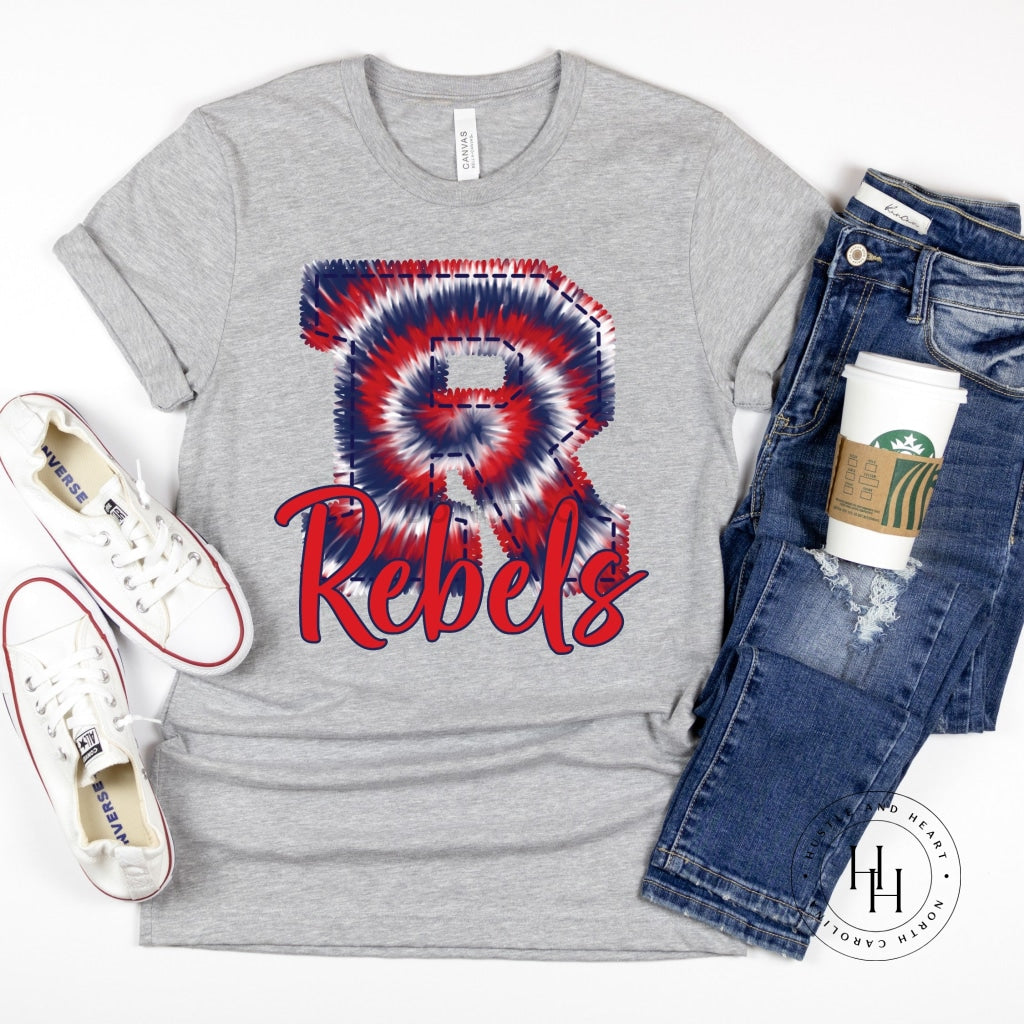 Rebels Red/navy Faux Embroidery Graphic Tee Shirt