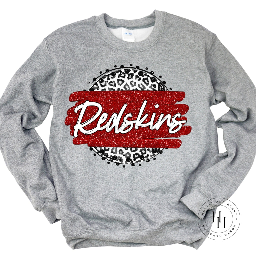 Redskins Grey Leopard Circle Graphic Tee Shirt