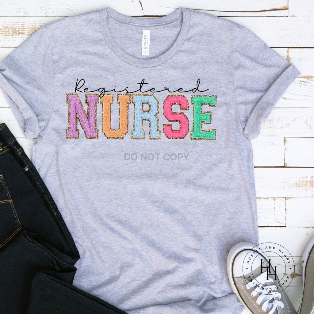 Registered Nurse Faux Chenille Letters Graphic Tee
