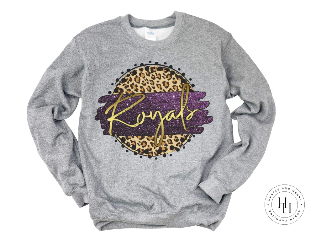 Royals Purple And Gold Tan Leopard Graphic Tee Shirt