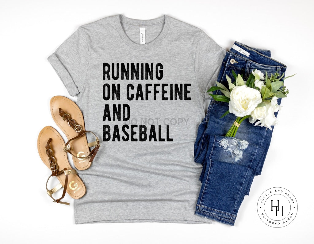 Running On Caffeine And Baseball Graphic Tee Youth Small Dtg